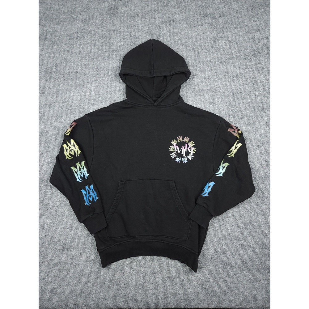 AMIRI Hoodie Adult Small Black Graphic Sleeve Hits Double Sided Faded & Worn